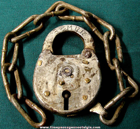 Old Boston & Maine Railroad Padlock With Chain