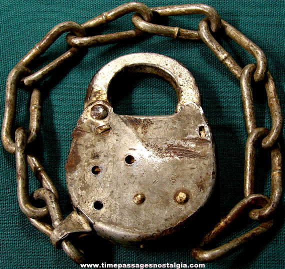 Old Boston & Maine Railroad Padlock With Chain