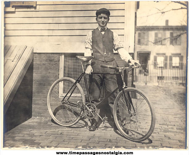 (5) Old Photographs of Young Men & Boys with Bicycles