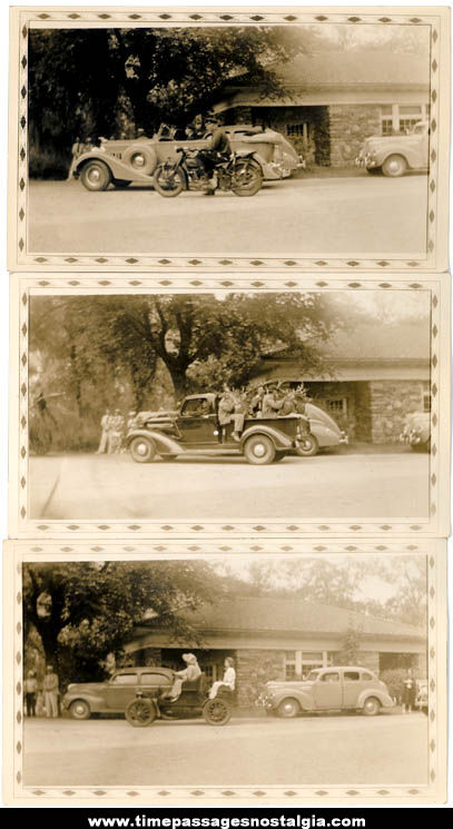 (3) Old Antique Automobile & Motorcycle Photographs