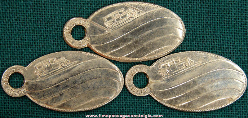(3) Old Unused Metal Auto Key Tags