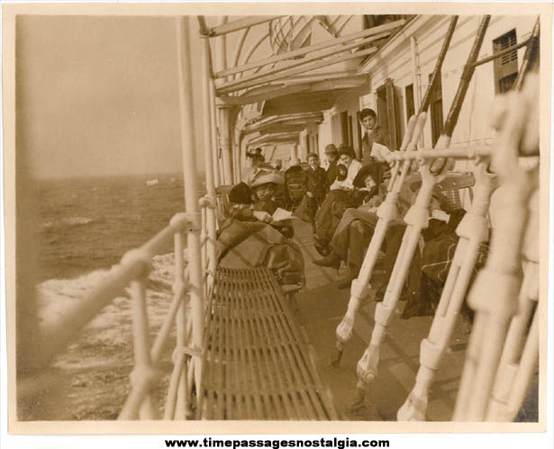 (4) 1908 Photographs of Passengers Onboard Steamships