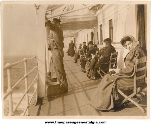 (4) 1908 Photographs of Passengers Onboard Steamships