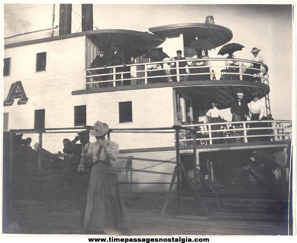 (4) 1908 Photographs of Passengers Onboard Steamships