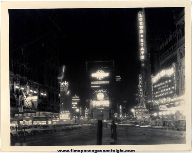 Old Times Square New York Black & White Photograph With Advertising