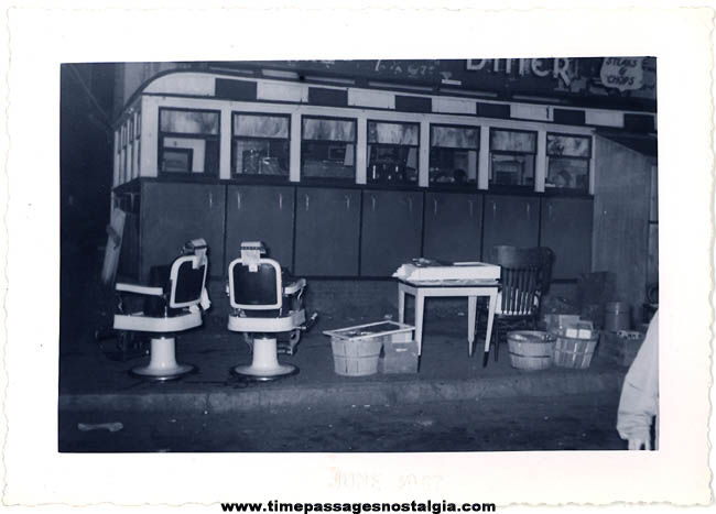 1947 Diner Restaurant Photograph With Barber Chairs
