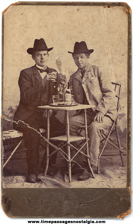 Old Photograph Card of Young Scandinavian Men Drinking