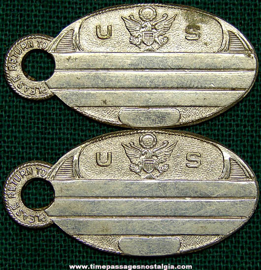 (2) Old Matching Unused United States Army Key Tags