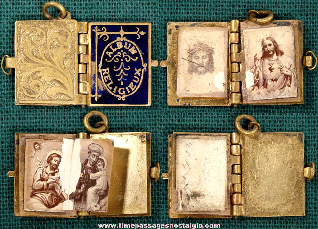 Old Enameled Metal Christian Religious Book Jewelry Charm