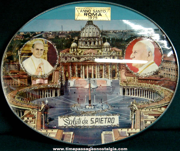 1975 St. Peter’s Basilica Pope Commemorative Souvenir Wall Plaque