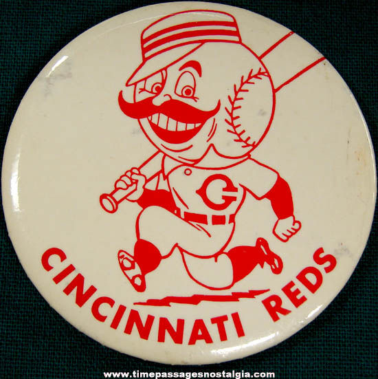 Large Old Cincinnati Reds Mascot Advertising Logo Pin Back Button