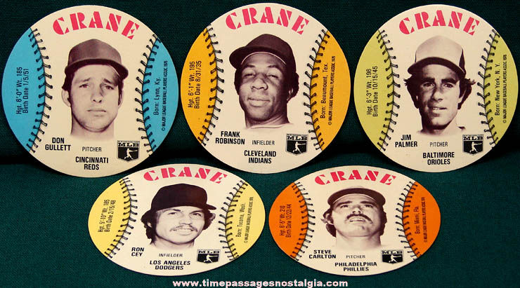 (5) Round 1976 Crane Potato Chips Advertising Premium Baseball Cards