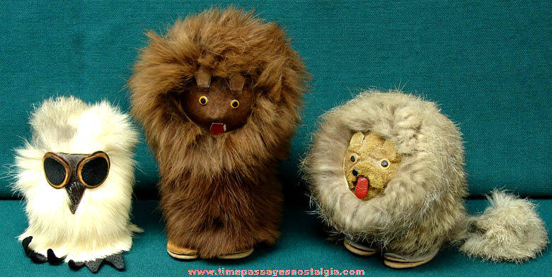 (3) Different Old Furry Polish Wild Animal Figurines