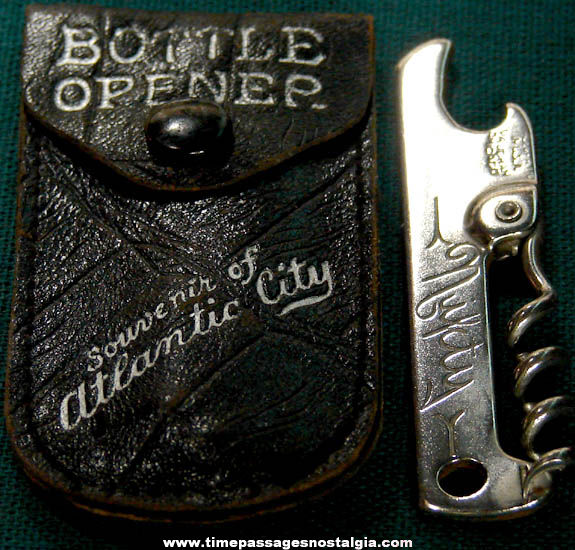 Old Atlantic City New Jersey Advertising Souvenir Bottle Opener Corkscrew