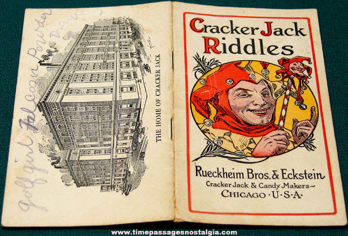 1910s Cracker Jack Pop Corn Confection Advertising Premium Riddle Book