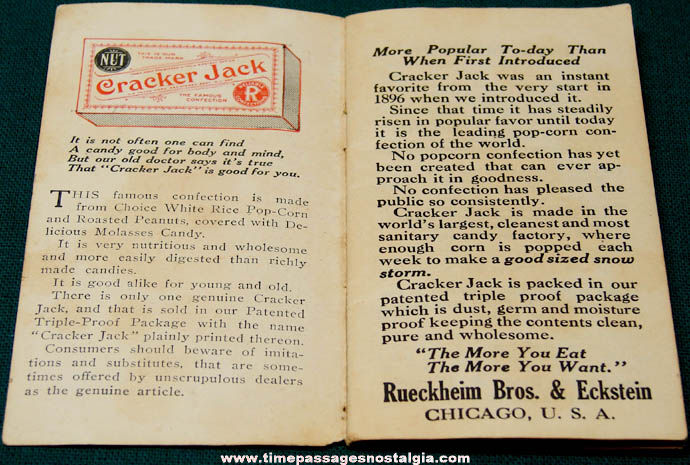 1910s Cracker Jack Pop Corn Confection Advertising Premium Riddle Book