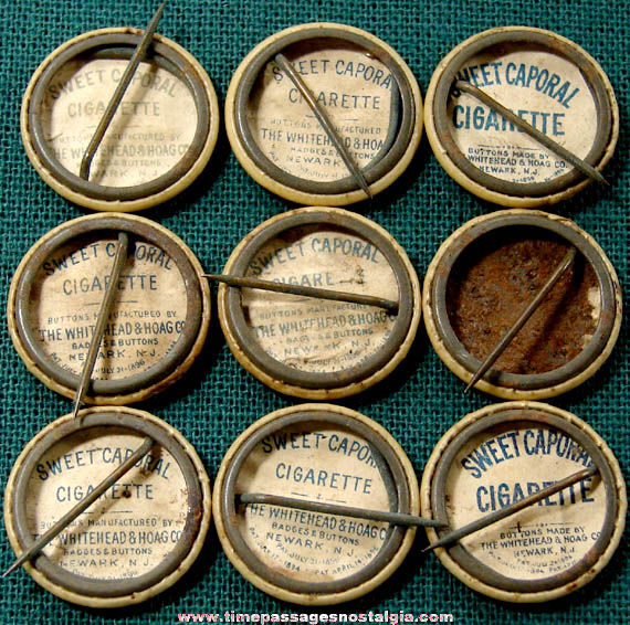 (9) 1896 Sweet Caporal Cigarette Premium Actress Celluloid Pin Back Buttons