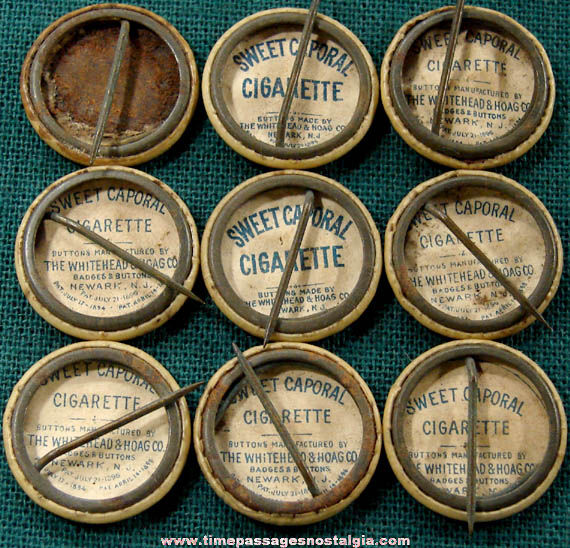 (9) 1896 Sweet Caporal Cigarette Premium Actress Celluloid Pin Back Buttons