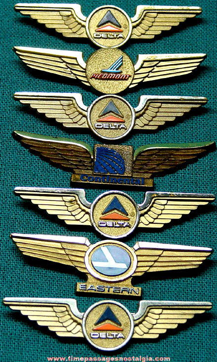 (7) Old Airlines Advertising Souvenir Wings Pins