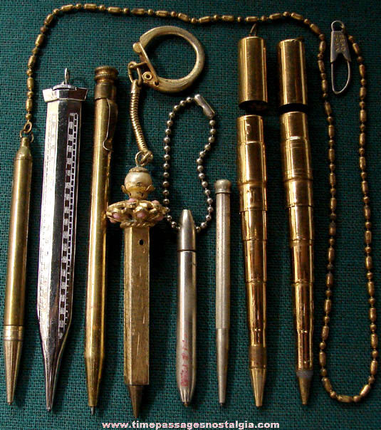 (8) Unusual Old Metal Mechanical Pencils & Ink Pens