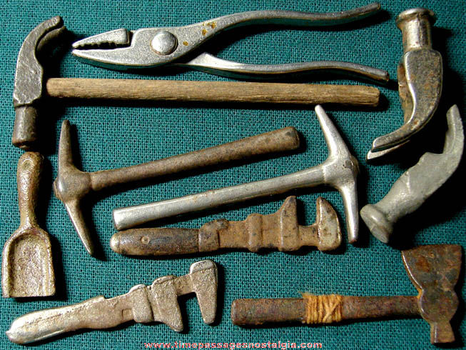 (10) Old Childrens Metal Miniature Toy Tools