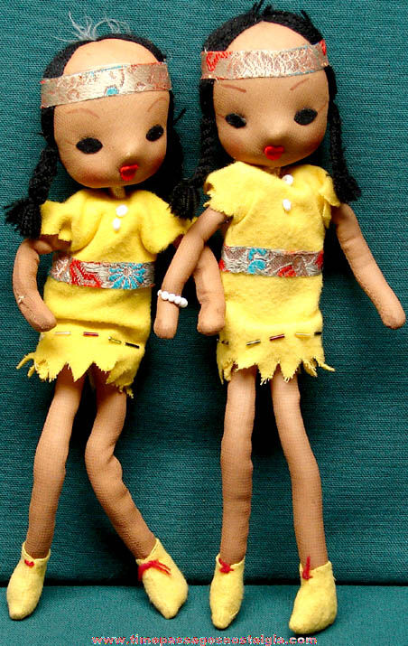 (2) Old Native American Indian Squaw Toy Dolls