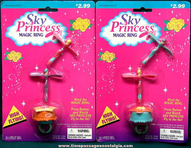 (2) Old Unopened Sky Princess Flying Character Magic Toy Rings