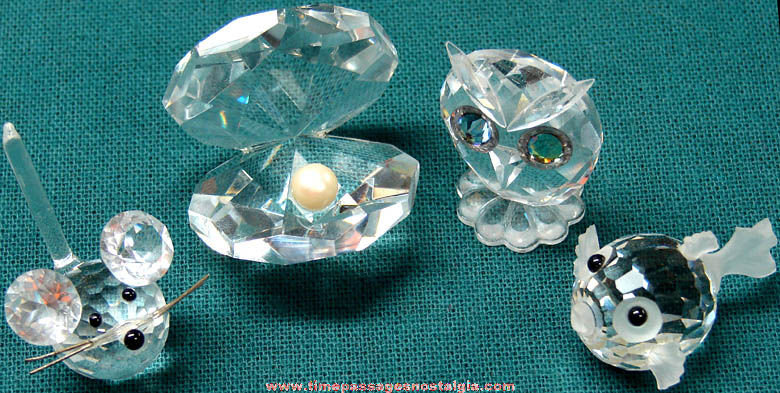 (4) Different Miniature Crystal or Glass Animal Figurines