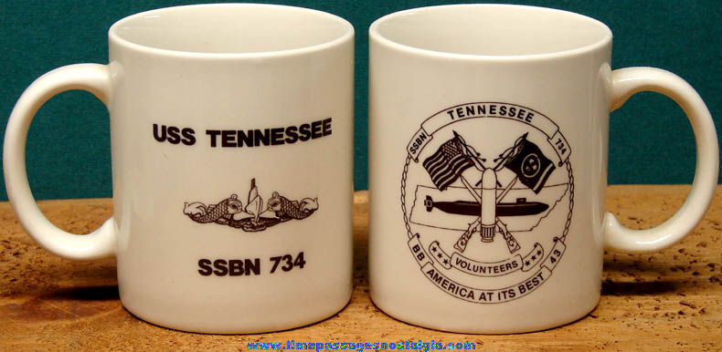 (2) United States Navy U.S.S. Tennessee SSBN - 734 Coffee Cups