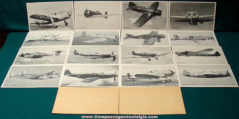 Set of (36) World War II Fighting Plane Pictures of Allied Nations With Envelope