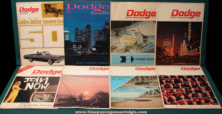 (8) 1964 - 1967 Dodge Automobile Advertising News Magazines