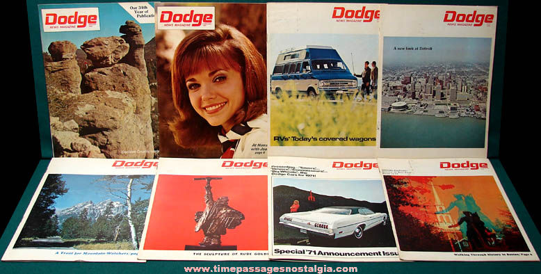 (8) 1969 - 1970 Dodge Automobile Advertising News Magazines