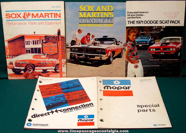 (5) 1970s Plymouth Dodge Racing Automobile Advertising Magazines & Catalogs
