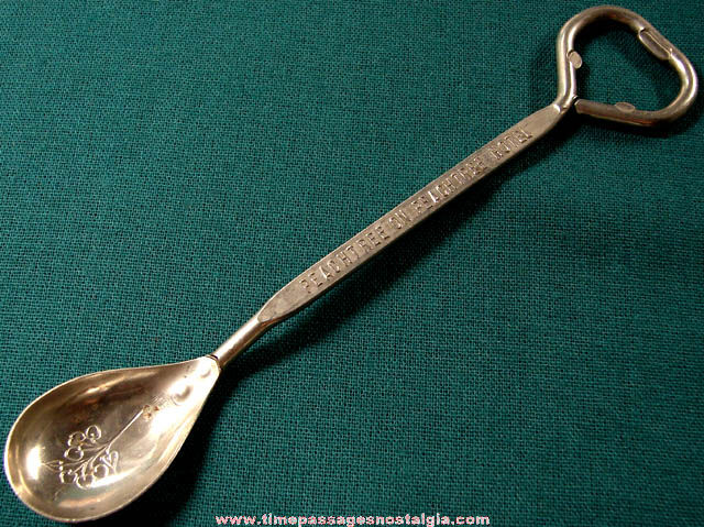 Old Hotel Advertising Drink Mixing Spoon Bottle Opener