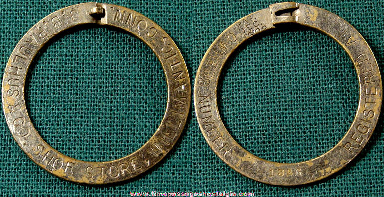 Early Metal Connecticut Shoe Store Advertising Premium Key Ring