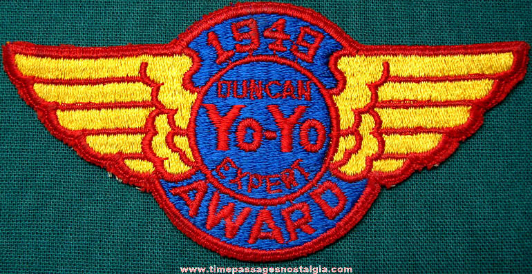 1949 Duncan Yo Yo Expert Award Wings Cloth Patch