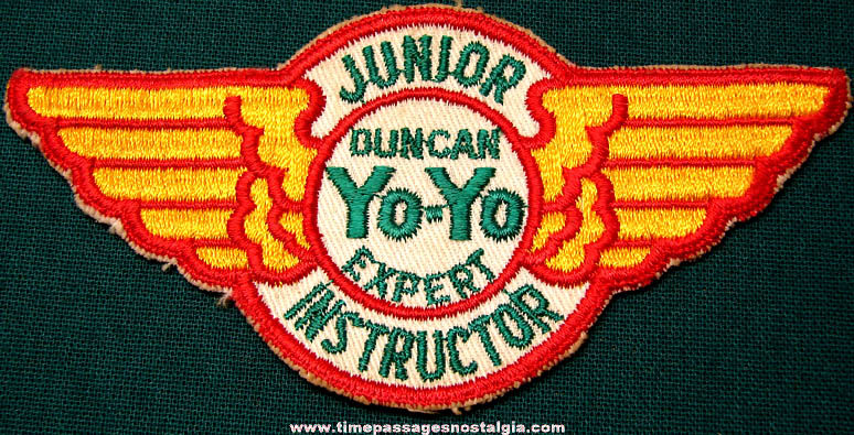 1940s Duncan Yo Yo Junior Expert Instructor Award Wings Cloth Patch