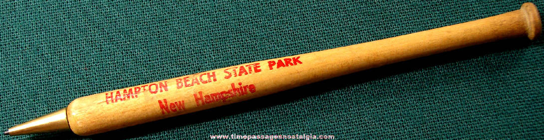 Old Hampton Beach N.H. Advertising Souvenir Baseball Bat Mechanical Pencil