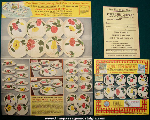 (3) Colorful Old Flower Garden Dinnerware China Advertising Paper Items