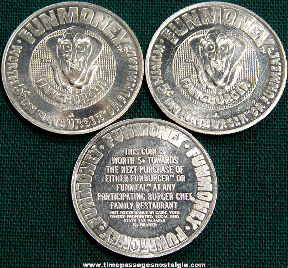 (3) Old Burger Chef Fangburger Advertising Coupon Token Coins