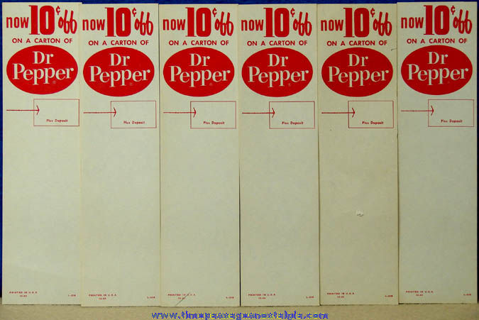 (6) 1963 Dr. Pepper Soda Advertising Paper Carton Coupons