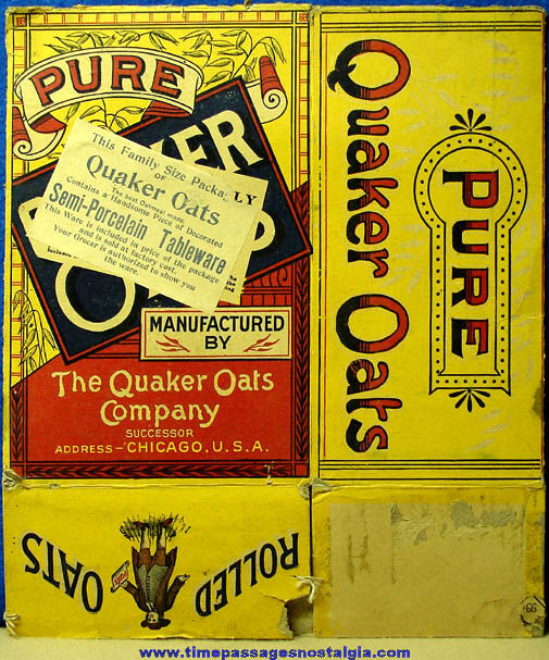 Colorful Early Quaker Oats Advertising Cereal Box With Premium Offer