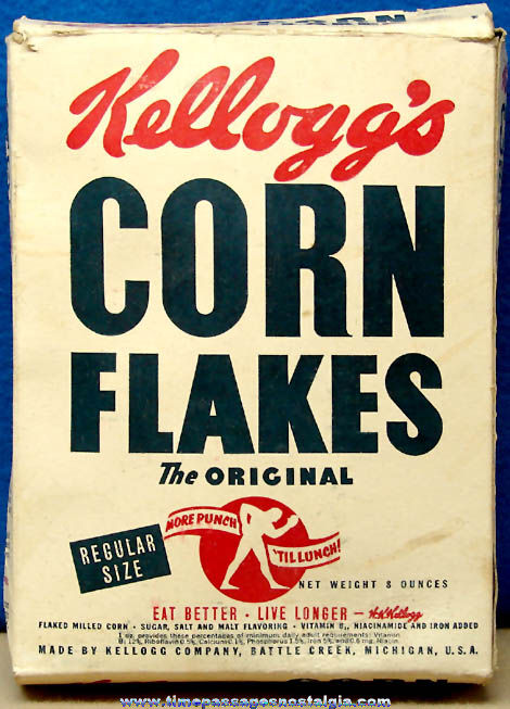 1950s Kellogg’s Corn Flakes Cereal Box With Space Cadet & Aircraft Carrier Premium Offers