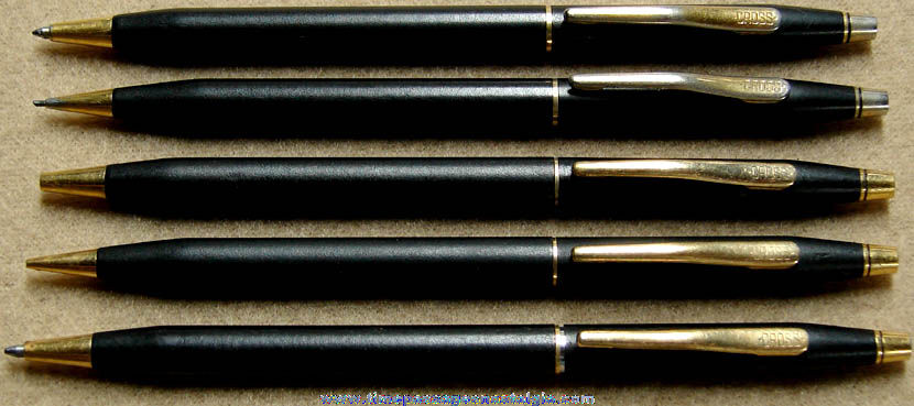 (5) Matching Black Cross Company Pens & Mechanical Pencils