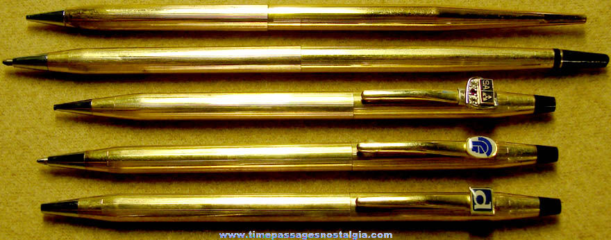 (5) Matching Gold Cross Company Pens & Mechanical Pencils