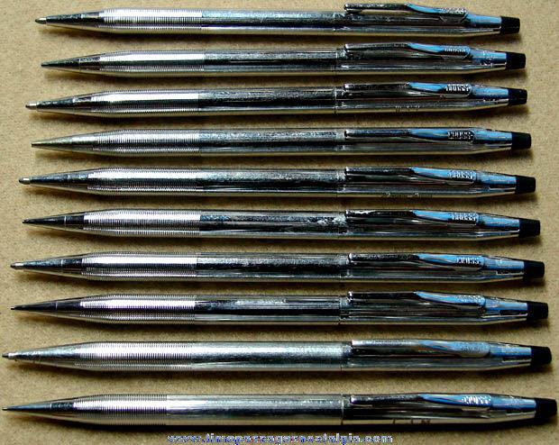 (10) Matching Silver Cross Company Pens & Mechanical Pencils