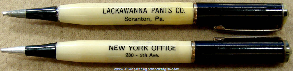 (2) Old Lackawanna Pants Company Advertising Premium Mechanical Pencils