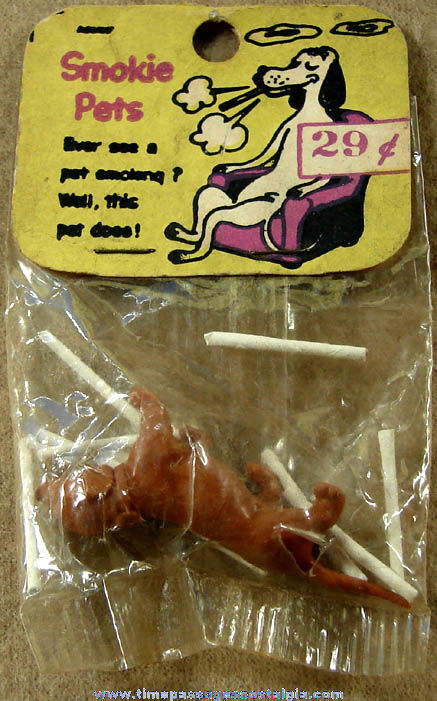 Old Unopened Adams Smokie Pet Dachshund Dog Figure With Cigarettes