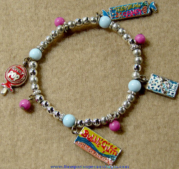 Candy & Gum Charm Bracelet With Metal Charms
