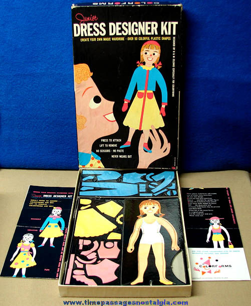 Old Boxed Colorforms Junior Dress Designer Kit